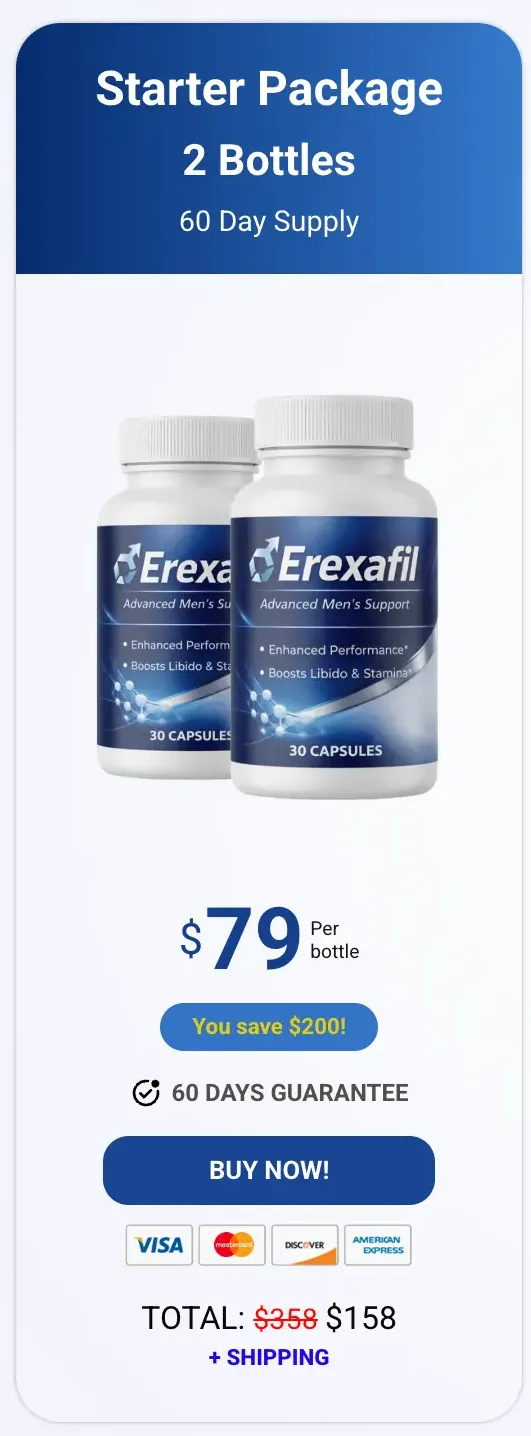 Erexafil Starter Package - 2 bottles at $79 per bottle, 60 day supply with $200 savings